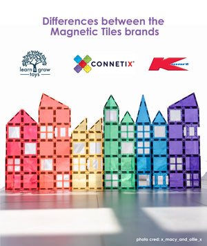 The differences between Connetix, Learn and Grow and Kmart Magnetic Tiles