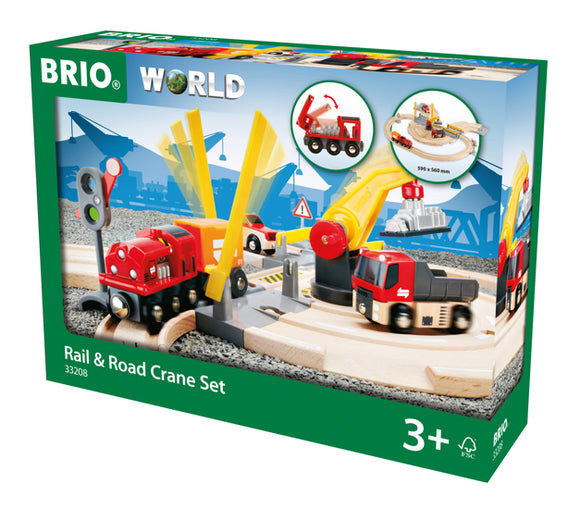 Brio Rail and Road Crane Train Set