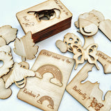 Close up of the Wooden Nature Flash Cards from Plyful Toys